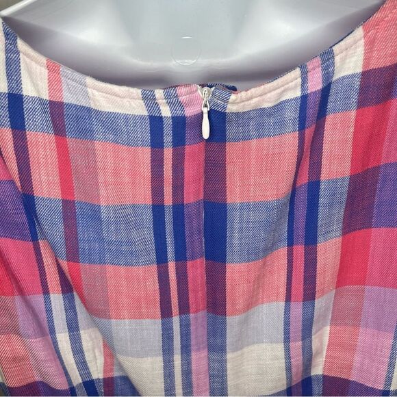 Joules Pink Blue Plaid Fiona Midi Dress Cotton Sleeveless Tie Waist 6 - Picture 7 of 11